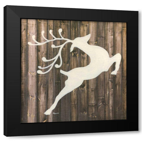 Reindeer Black Modern Wood Framed Art Print with Double Matting by Tava Studios
