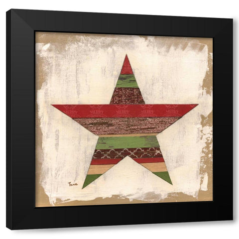 Christmas Star Black Modern Wood Framed Art Print with Double Matting by Tava Studios