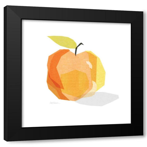 Red Linen Apple Black Modern Wood Framed Art Print by Robinson, Carol