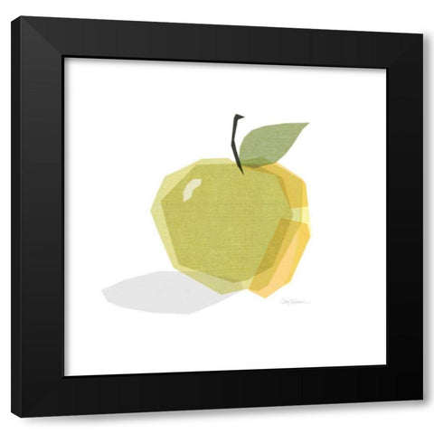Green Linen Apple Black Modern Wood Framed Art Print by Robinson, Carol