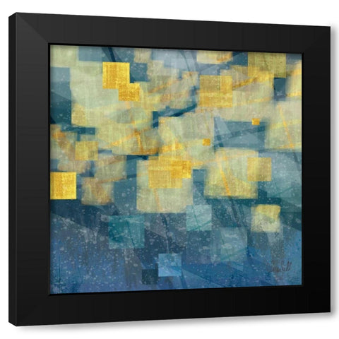 Indigo Rain Black Modern Wood Framed Art Print with Double Matting by Jill, Susan