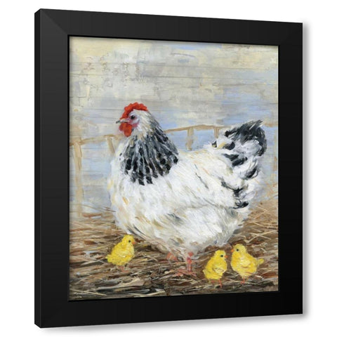 Farmhouse Chicken Black Modern Wood Framed Art Print by Swatland, Sally