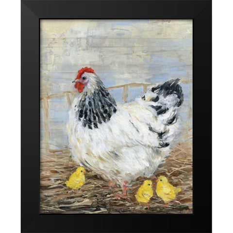 Farmhouse Chicken Black Modern Wood Framed Art Print by Swatland, Sally