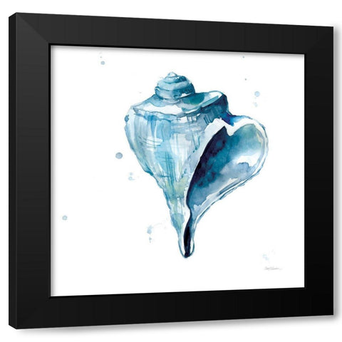 Blue Shell Calm Black Modern Wood Framed Art Print with Double Matting by Robinson, Carol