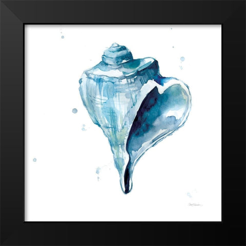 Blue Shell Calm Black Modern Wood Framed Art Print by Robinson, Carol