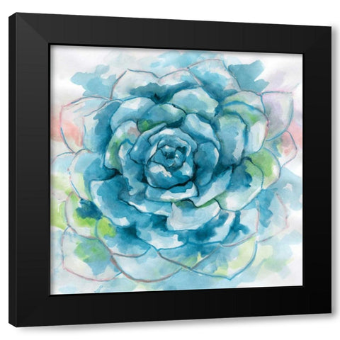 Succulent Bloom Black Modern Wood Framed Art Print with Double Matting by Nan