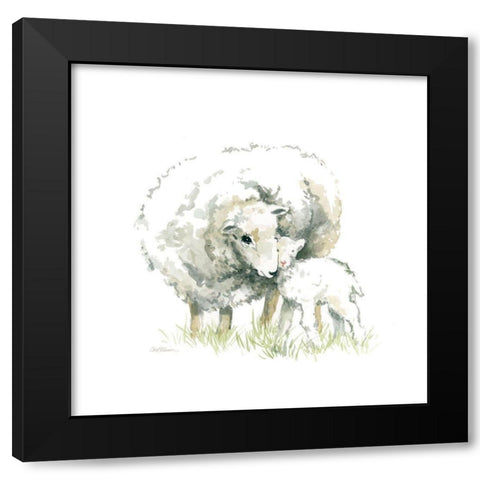 Sheep and Lamb Black Modern Wood Framed Art Print with Double Matting by Robinson, Carol