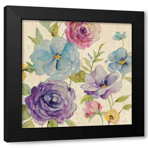 Flower Medley I Black Modern Wood Framed Art Print by Robinson, Carol
