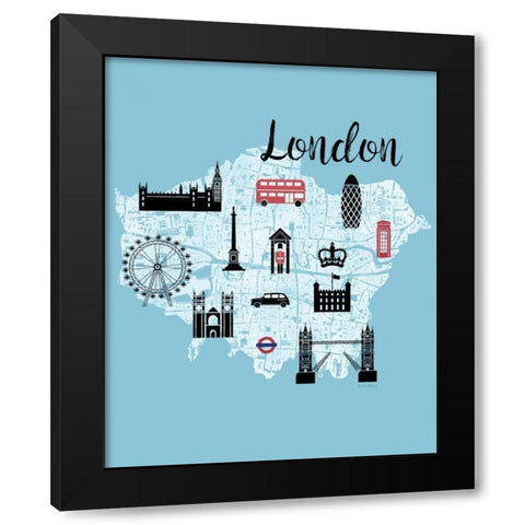City Graphic Map - Black Modern Wood Framed Art Print with Double Matting by Murray, Amanda