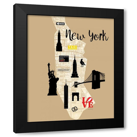 City Graphic Map - Black Modern Wood Framed Art Print with Double Matting by Murray, Amanda