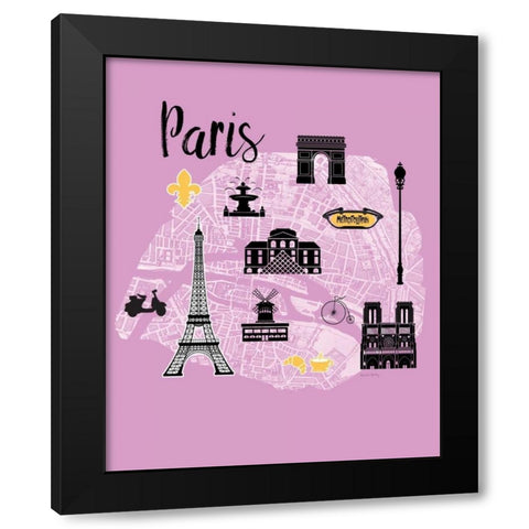 City Graphic Map - Black Modern Wood Framed Art Print by Murray, Amanda