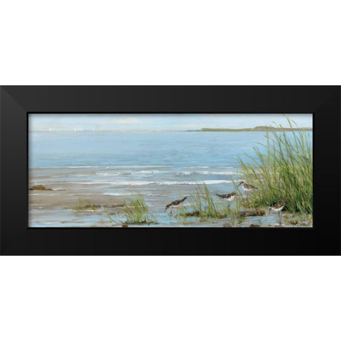 Sandpiper Beach Black Modern Wood Framed Art Print by Swatland, Sally