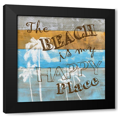 Woodgrain Happy Black Modern Wood Framed Art Print with Double Matting by Craven, Katrina