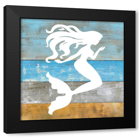Woodgrain Mermaid Black Modern Wood Framed Art Print by Craven, Katrina