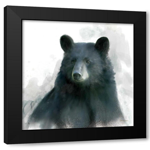 Rainsoft Bear Black Modern Wood Framed Art Print with Double Matting by Robinson, Carol