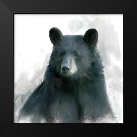 Rainsoft Bear Black Modern Wood Framed Art Print by Robinson, Carol
