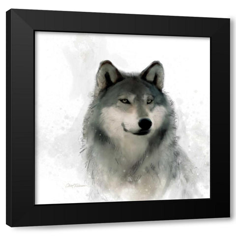 Rainsoft Wolf Black Modern Wood Framed Art Print with Double Matting by Robinson, Carol