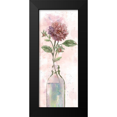 Vintage Bottle Dahlia Black Modern Wood Framed Art Print by Nan