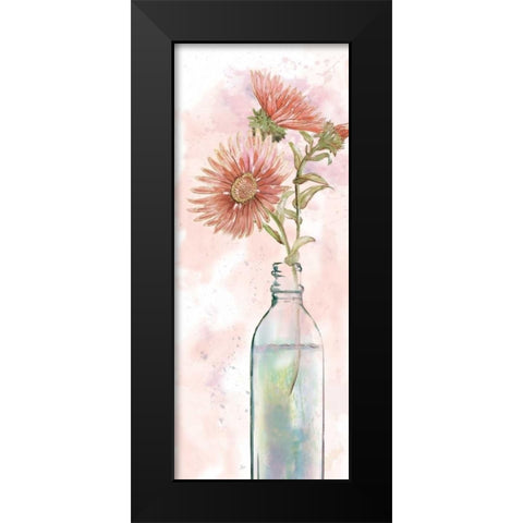 Vintage Bottle Daisy Black Modern Wood Framed Art Print by Nan