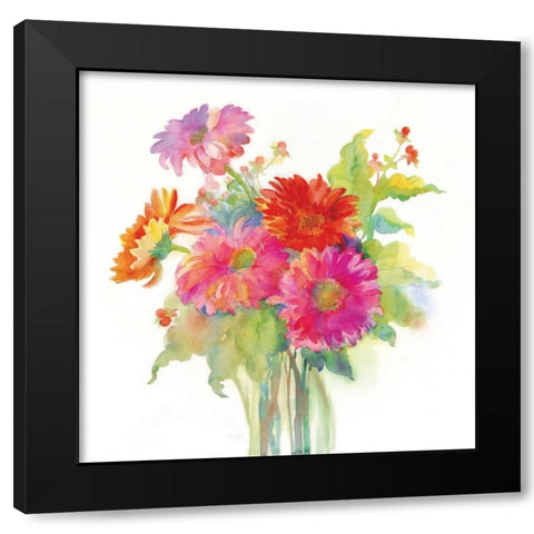Mixed Bouquet Black Modern Wood Framed Art Print by Troise Heidel, Theresa