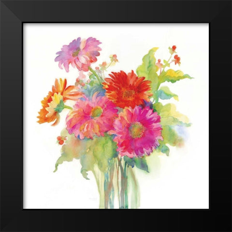 Mixed Bouquet Black Modern Wood Framed Art Print by Troise Heidel, Theresa