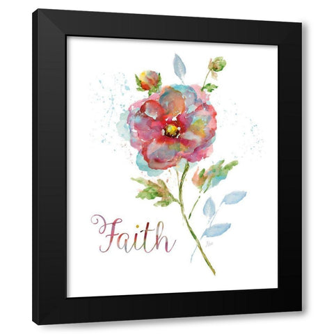 Botanical Faith Black Modern Wood Framed Art Print with Double Matting by Nan