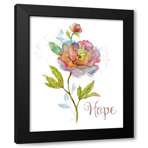 Botanical Hope Black Modern Wood Framed Art Print with Double Matting by Nan