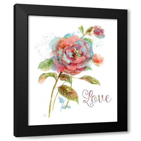 Botanical Love Black Modern Wood Framed Art Print by Nan