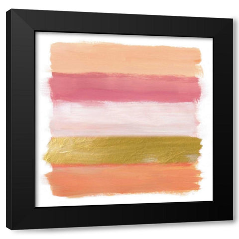 Coral Strokes Black Modern Wood Framed Art Print with Double Matting by Nan