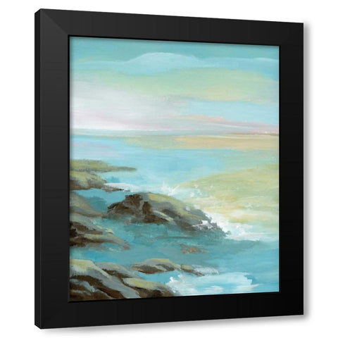 Rocky Shore Black Modern Wood Framed Art Print with Double Matting by Nan