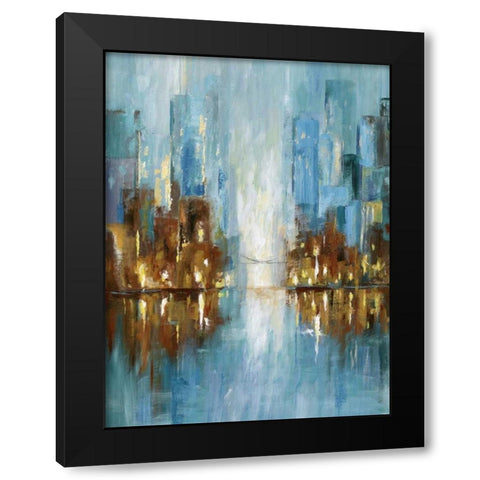 City Lights Black Modern Wood Framed Art Print with Double Matting by Nan