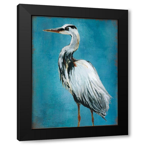 Great Blue Heron Black Modern Wood Framed Art Print with Double Matting by Robinson, Carol