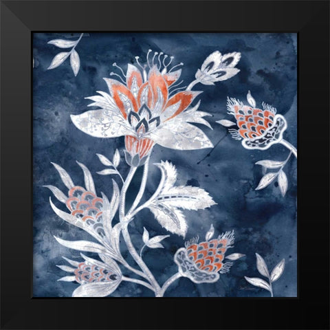 Indigo Jacobean I Black Modern Wood Framed Art Print by Robinson, Carol