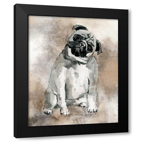 Sketchy Study Pug Black Modern Wood Framed Art Print by Robinson, Carol