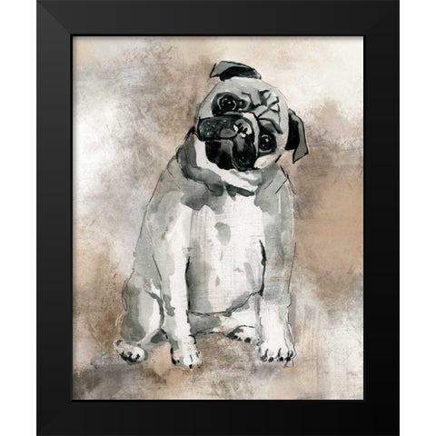 Sketchy Study Pug Black Modern Wood Framed Art Print by Robinson, Carol