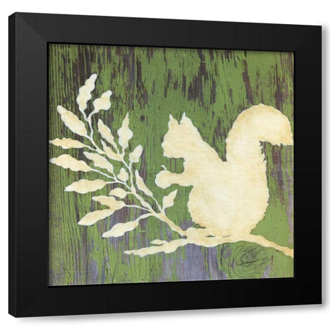 Fall Squirrel Black Modern Wood Framed Art Print with Double Matting by Tava Studios