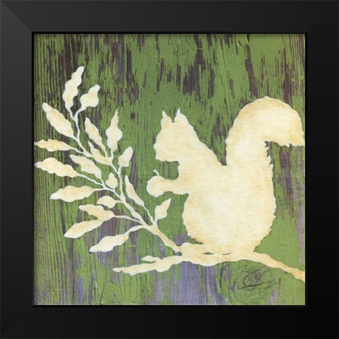 Fall Squirrel Black Modern Wood Framed Art Print by Tava Studios