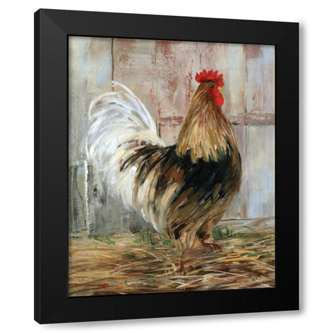 Farmhouse Rooster Black Modern Wood Framed Art Print with Double Matting by Swatland, Sally