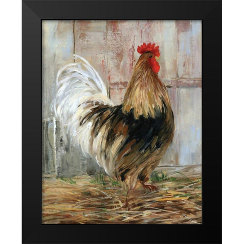 Farmhouse Rooster Black Modern Wood Framed Art Print by Swatland, Sally