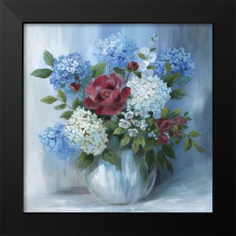 Hydrangea Arrangement Black Modern Wood Framed Art Print by Nan