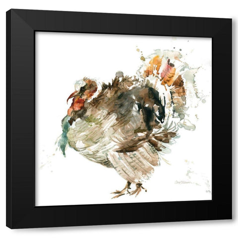Harvest Turkey Black Modern Wood Framed Art Print with Double Matting by Robinson, Carol