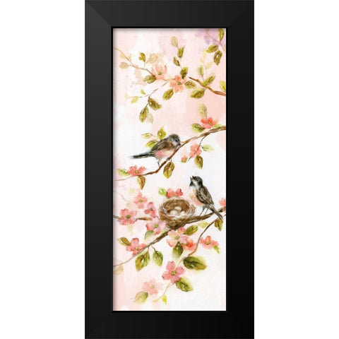 Blushing Birds II Black Modern Wood Framed Art Print by Nan