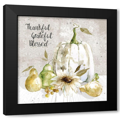 Thankful Grateful Black Modern Wood Framed Art Print by Robinson, Carol