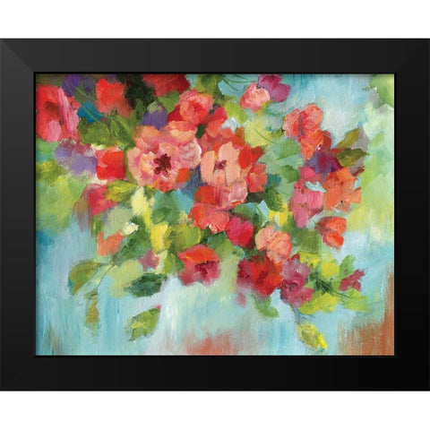 Cascading Blossoms Black Modern Wood Framed Art Print by Nan