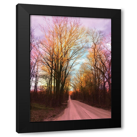 Rainbow Road Black Modern Wood Framed Art Print with Double Matting by Nan