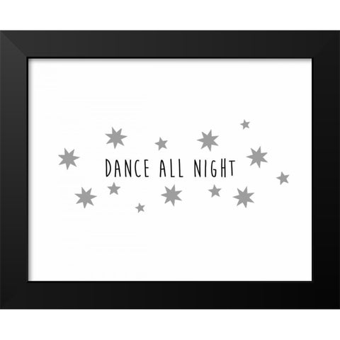 Dance All Night Black Modern Wood Framed Art Print by CAD Designs