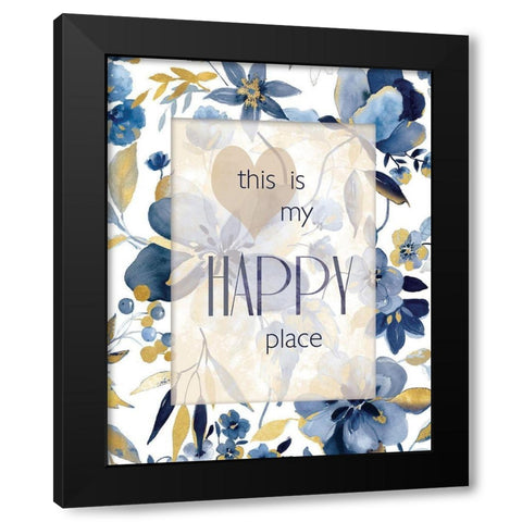 Indigo Thoughts II Black Modern Wood Framed Art Print with Double Matting by Robinson, Carol