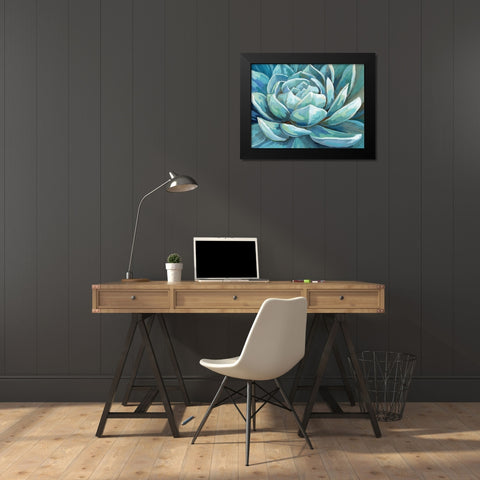 Cerulean Succulent Black Modern Wood Framed Art Print by Nan