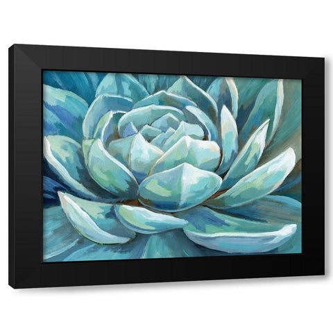 Cerulean Succulent Black Modern Wood Framed Art Print with Double Matting by Nan