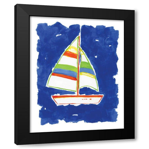 Bright Boat Black Modern Wood Framed Art Print with Double Matting by Nan